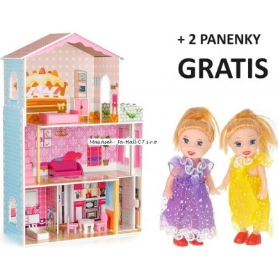 ECO TOYS Drevený domček pre bábiky s výťahom Rezidencia torta