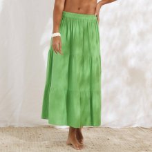 Blancheporte mušelínová dlhá volánová sukňa zelená