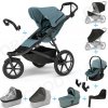 Set 10v1 Thule Urban Glide 3 Mid blue s magnetickou sponou + madlo + vanička Mid blue + pláštenky a moskytiéry Thule + Autosedačka Thule Maple Mid blue s ISOFIX základňou Thule Alfi a adaptéry