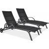2x záhradné hliníkové ležadlo MAJORKA Black