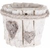 Drevený obal na kvetináč s PVC Srdce, 11,5 x 10 x 11,5 cm