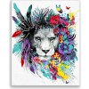 Maľovanie podľa čísel - Lev s kvetinovou hrivou - 80x100 cm, bez dřevěného rámu - výroba CZ