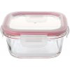 Dóza MagicHome, štvorcová, 520 ml, s vekom, Clip, sklenená