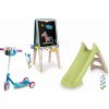 Set šmykľavka a tabuľa na kriedu a magnetky XS Slide Green Life Smoby dĺžka šmyku 90 cm s vodnou hrou a trojkolesová kolobežka Frozen