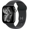 Apple Watch Series 11 (42mm) Klavírno čierny hliník s čiernym športovým remienkom S/M MEQT4MP/A
