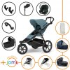 Set 11v1 Thule Urban Glide 3 Mid blue s magnetickou sponou + madlo + vanička Black + JOMK príslušenstvo + autosedačka Cybex s ISOFIX základňou a adaptérmi Thule
