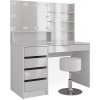 Vicco Vanity table Sherry, 120 cm with LED lighting, stool and mirror shelf, Biela High Gloss