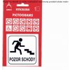 Piktogram Pozor schody! ,,HORE,,8x8cm