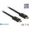 Delock Thunderbolt prepojovací kábel Thunderbolt ™ (USB-C ®) zástrčka, Thunderbolt ™ (USB-C ®) zástrčka 1.00 m čierna 84845 Thunderbolt™ kábel; 84845