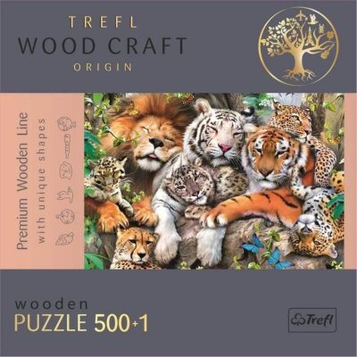 Trefl Wood Craft Origin Puzzle Divoké mačky v džungli 501 dielikov - drevené