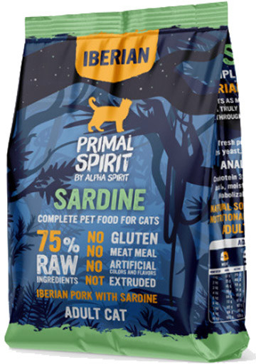 Alpha Spirit Primal spirit Iberian krmivo pre dospelé mačky Sardine 75% ibérske prasa a sardinky 1 kg