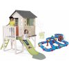 Set domček na pilieroch a vodná dráha s mlynom House On Stilts Life Smoby rozšíriteľný s 1,5 m šmykľavkou s vodotryskom