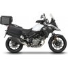 SHAD Kompletná sada čiernych hliníkových kufrov TERRA BLACK , 48 litrov vrchný kufor, 47/47 litrov bočné kufre, vrátane montážnej sady a platni SHAD SUZUKI DL 650 V-Strom