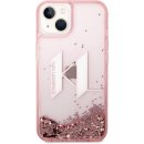 Púzdro Karl Lagerfeld Liquid Glitter Big KL Logo iPhone 14 ružové