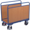 Variofit Plošinový vozík s dvoma plnými stenami, Variofit, ložná plocha 100 x 54 cm, do 400 kg, modrá/antracit Farba: modrá RAL5010