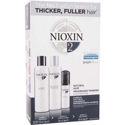 Nioxin System 2 dárková sada: šampon System 2 Cleanser Shampoo 150 ml + kondicionér System 2 Revitalising Conditioner 150 ml + vlasová péče System 2 Scalp & Hair Treatment 40 ml pro ženy