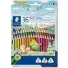 Farebné ceruzky, sada, trojhranné, STAEDTLER Noris Colour 187, 36 rôznych farieb