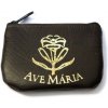 Puzdro: na ruženec, zips - tmavohnedé s nápisom Ave Mária - KRZ012-05