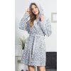 Dámský župan krátký s kapucí Leopard grey - šedá - 3XL