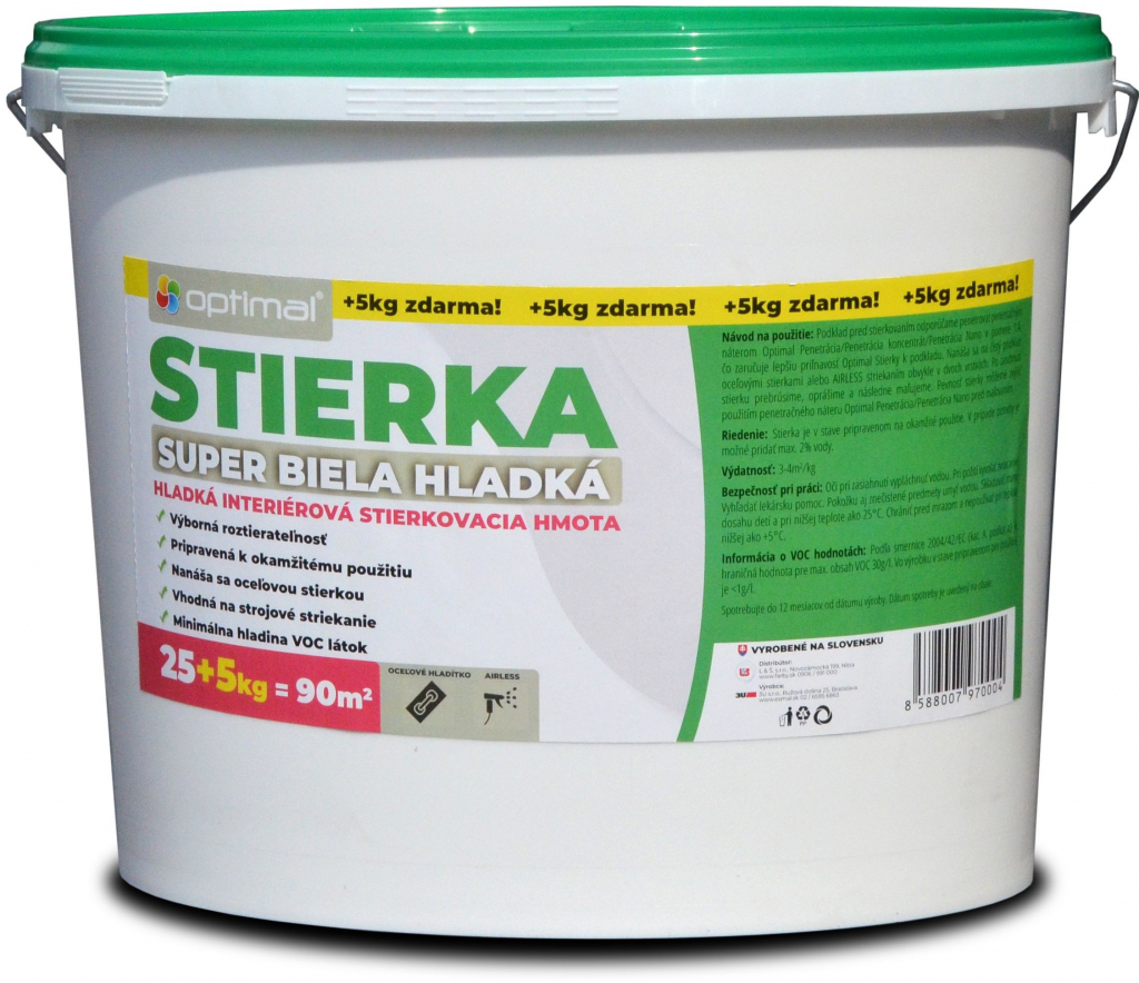 Optimal Stierka 25+5kg grátis - hladká stierková hmota od 21,09 € -  Heureka.sk