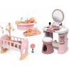 Set kozmetický stolík s vaničkou a kolískou pre bábiku My Beauty Dressing Table Smoby so stoličkou a nastaviteľným zrkadlom
