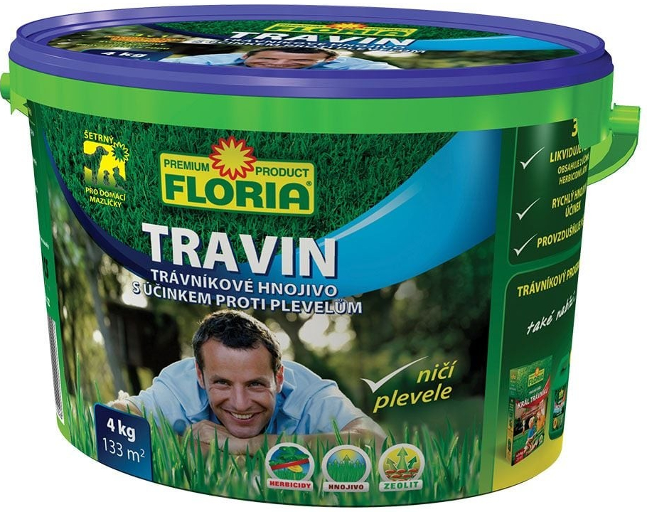 Floria TRAVIN Trávnikové hnojivo s účinkom proti burinám 3v1 4 kg