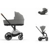 Cybex Platinum CYBEX e-Priam Travel Set + Cloud T i-Size mirage grey 2023 chrome with brown details