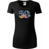 Kvetinové číslo kreslené - 50 - Dámske tričko z organickej bavlny Origin (GOTS) - XL ( Čierna )
