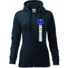 Nápis Záchranár + hviezda - Mikina dámska trendy zipper s kapucňou - M ( Tmavomodrá (veľmi tmavá - skoro čierna) )