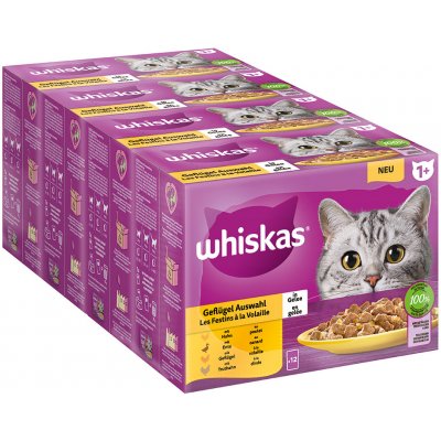 Jumbobalenie Whiskas 1+ Adult kapsičky 144 x 85 g - hydinový výber v želé