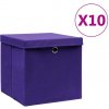 Úložné boxy s vekom 10 ks, 28x28x28 cm, fialové-ForU-325214