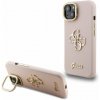 Guess PU Grained 4G Logo Stand Camera Frame Zadní Kryt pro iPhone 14 Pink
