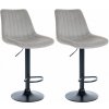 Design-Shop 2x Barová stolička Toni - zamat, čierny rám - Sivá