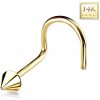 Šperky eshop - Zahnutý piercing do nosa zo žltého 14K zlata - lesklý kužeľ S1GG222.10
