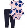 CARTER'S Set 2dielny legíny, body kr. rukáv PinkBlue Dots dievča 3m