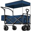 Záhradný plážový transportný vozík s veľkými kolesami a strieškou, skladací, 120L NILS