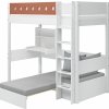 Flexa Vysoká postel Flexa - White s integrovaným spacím modulem a psacím stolem (bílá/rumělková) uni