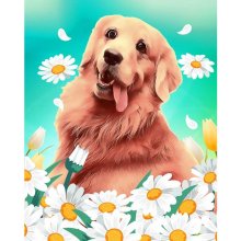 Figured ART Diamantové maľovanie Šťastný zlatý retriever 40 x 50 cm na ráme