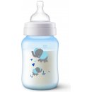 Dojčenská fľaša Philips Avent fľaša PP Antikolik Modrá sloník antikolikový mäkký cumlík pomalý prietok 2 otvory 1x1 ks 260 ml
