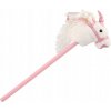 Teddies Hobby Horse plyšový kôň - jednorožec na tyči 80cm, so zvukom, biela