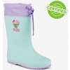 Detské gumové čižmy COQUI RAINY COLLAR FUR Lt. mint/Lt. lila hero 29