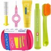 Curaprox Travel Set zubná kefka + CPS medzizubné kefky 2 ks + zubná pasta 10 ml darčeková sada, magenta