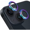 ENKAY tvrdené sklá s kovovým rámčekom na ochranu šošoviek zadného fotoaparátu pre iPhone 15 / 15 Plus - dúhová - možnosť vrátiť tovar ZADARMO do 30tich dní