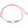 Náramok shamballa perleťové srdce - ružová neón