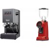 Gaggia New Classic EVO, grey + Eureka Helios 65, ferrari red