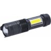 Solight LED nabíjecí kapesní svítilna se zoomem, 100lm + 70lm, Li-Ion, USB, černá WN49