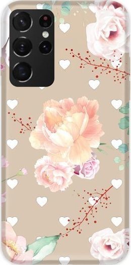 Púzdro Casegadget Casegadget Print White Hearts and Roses Samsung Galaxy S21 Ultra Standard