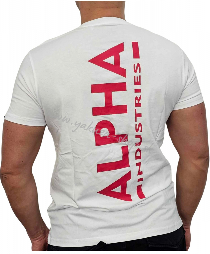 Alpha Industries Backprint T tričko pánske white red biele
