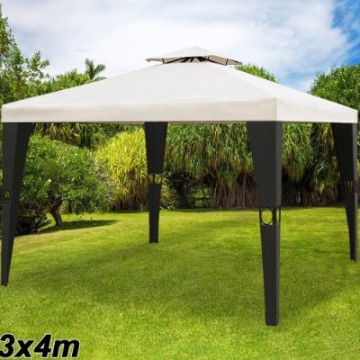 DEU Altánok Pavilón LUXUS XXL polyratan> 3x4m čierná