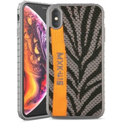 Púzdro Ipaky štýlové s textilným povrchom iPhone X / XS - sivo-oranžový